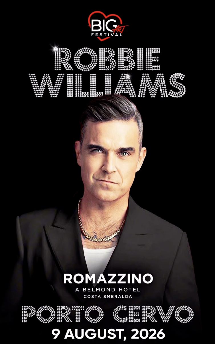 BIG ART FESTIVAL presents Robbie Williams live at Belmond Hotel Romazzino, Porto Cervo
