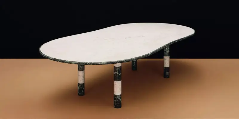 Hermès Maison Unveils a Marble Table, Hammered Metal, and Hand-Woven Cashmere  at La Pelota this Milan Design Week