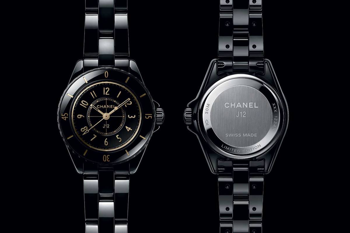 Chanel J12 28mm In Golden Black