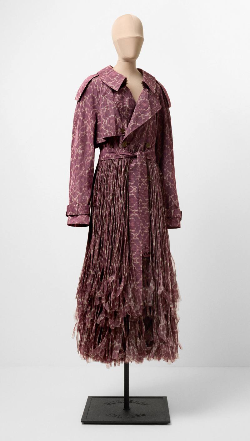 Women’S Purple Baroque Print Fringed Trench Coat, Winter 2025